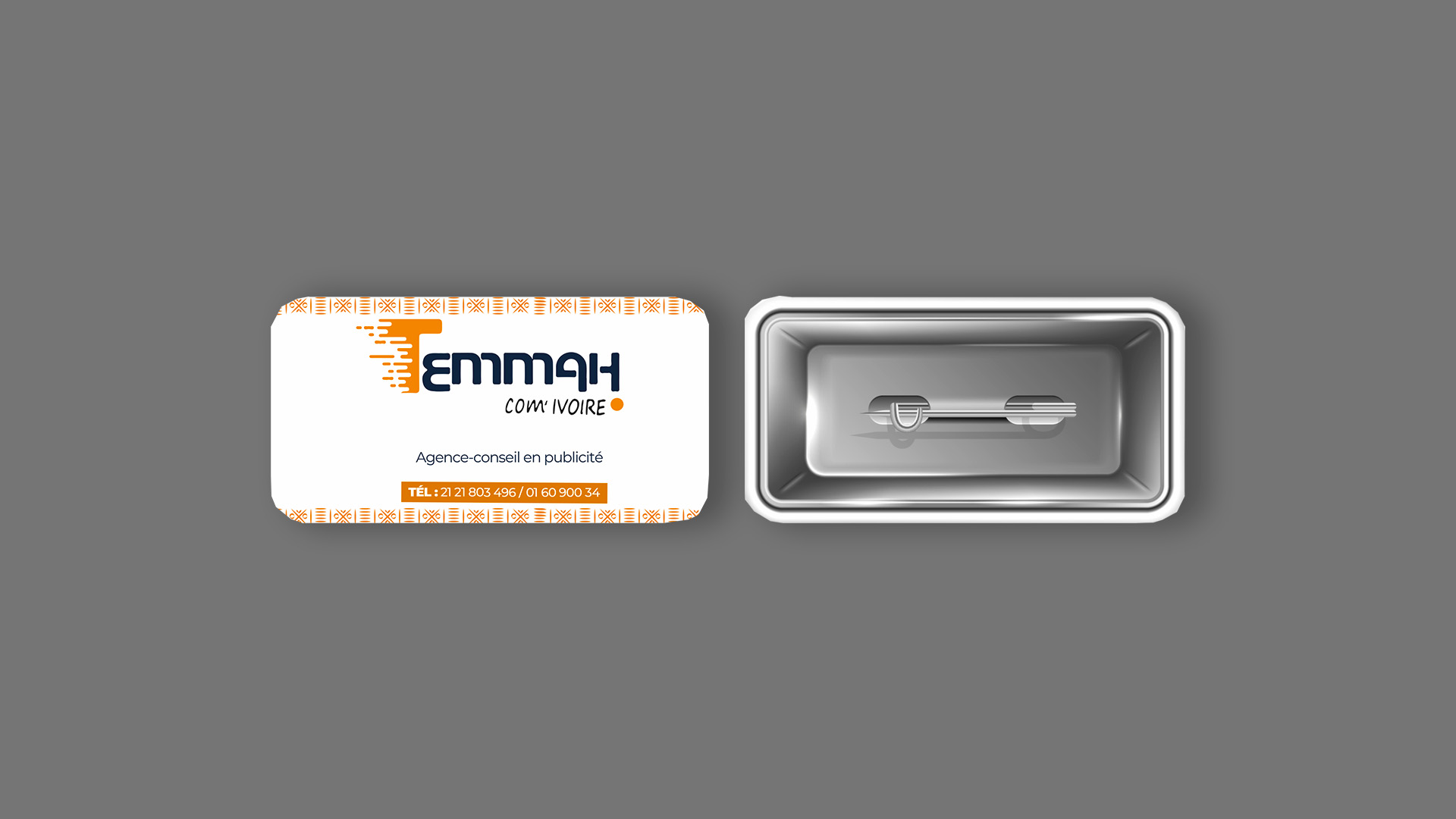 Badge professionnel avec épingle